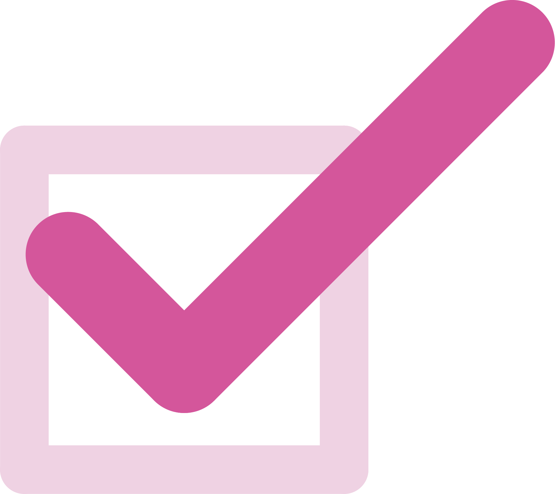 an image of a pink tick box with a large pink tick